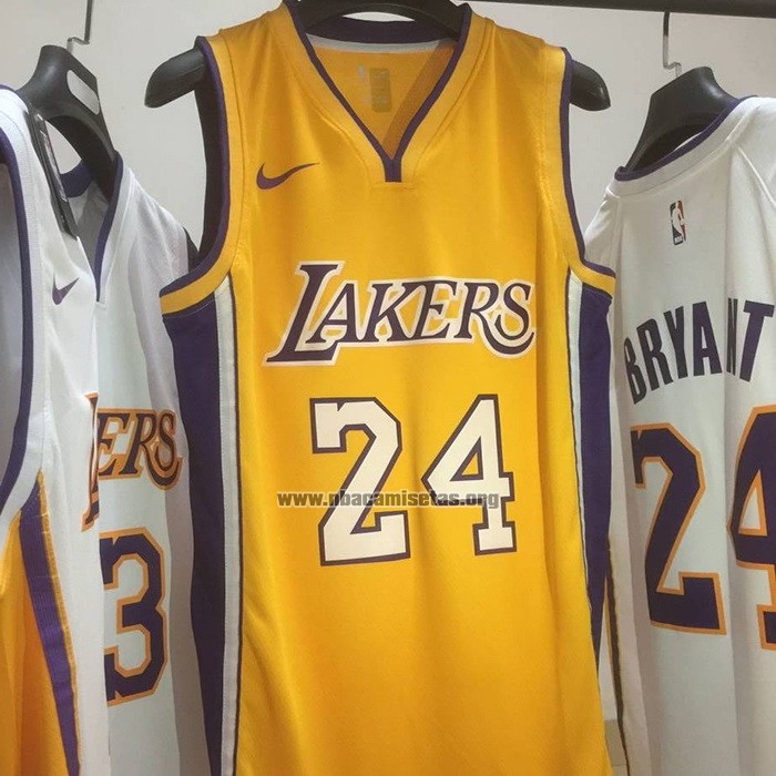 Camiseta Los Angeles Lakers Kobe Bryant NO 24 Icon 2017-18 Amarillo